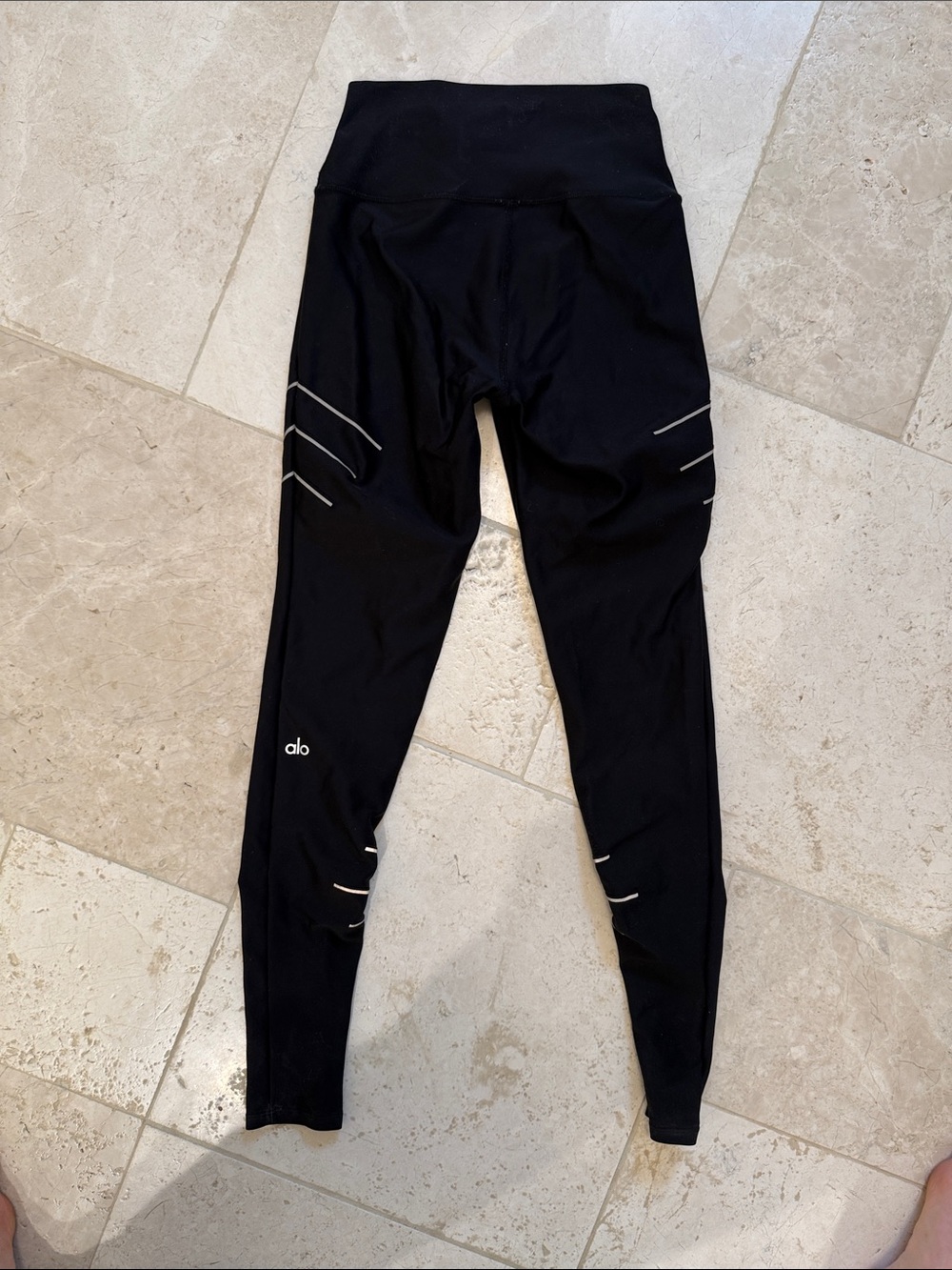 ALO Yoga Black Reflective Detail High-Waist Leggings